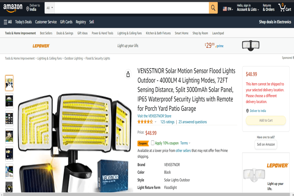 Vensstnor Waterproof Solar-Powered Lights