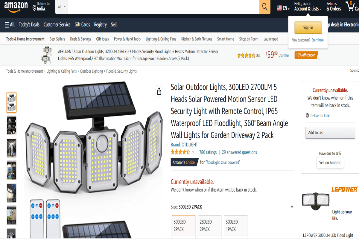 Otdlight Powerful Solar-Operated Floodlight