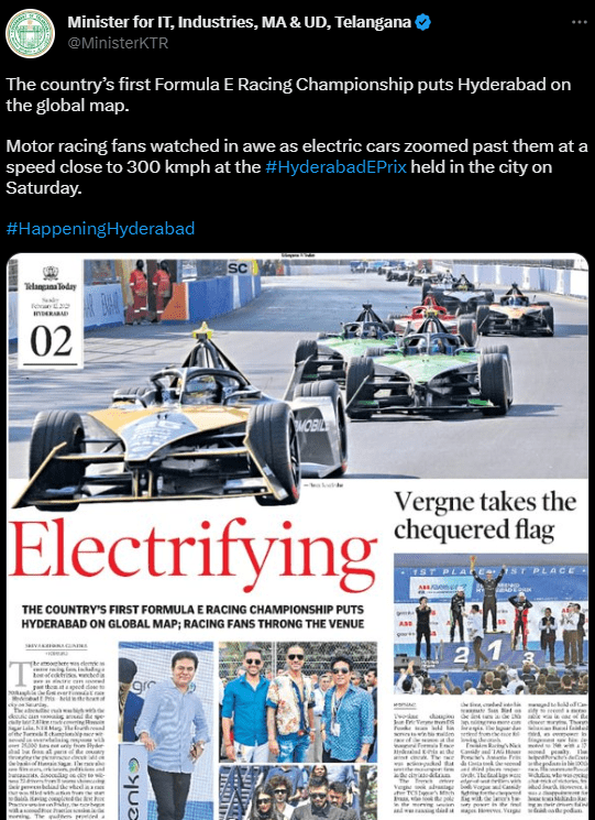 Minister for IT Telangana tweet