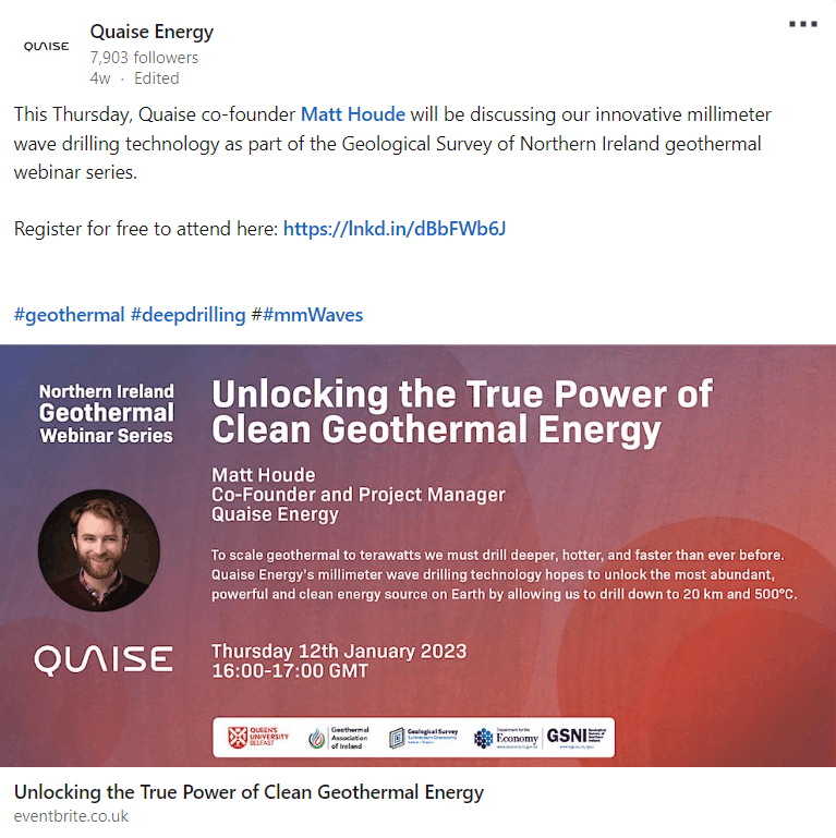 Quaise Energy linkedin post | Quaise Could Unlock Enough Geothermal Energy with its Deepest Digger