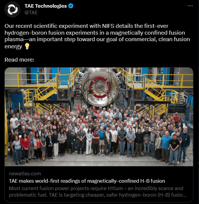 TAE Technologies tweet