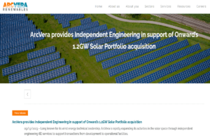 1.2 GW Solar Portfolio Acquisition of Onward Energy is Supported by Independent Engineering Services by Arcvera