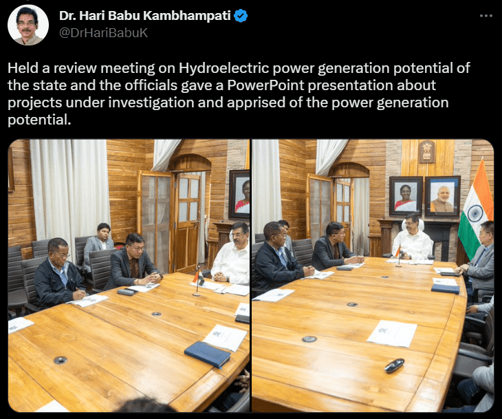 Dr. Hari Babu Kambhampati tweet | Mizoram to Develop 5 Hydropower Plants with a Total Generation Capacity of 800 Megawatts