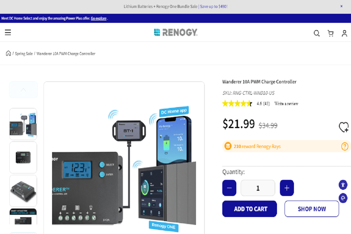 Renogy wanderer 10A: 5 Best PWM Solar Charge Controller #4 image by Renogy.com