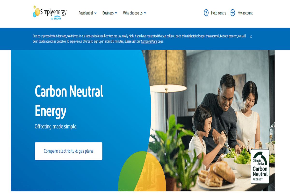 Simply Energy web page
