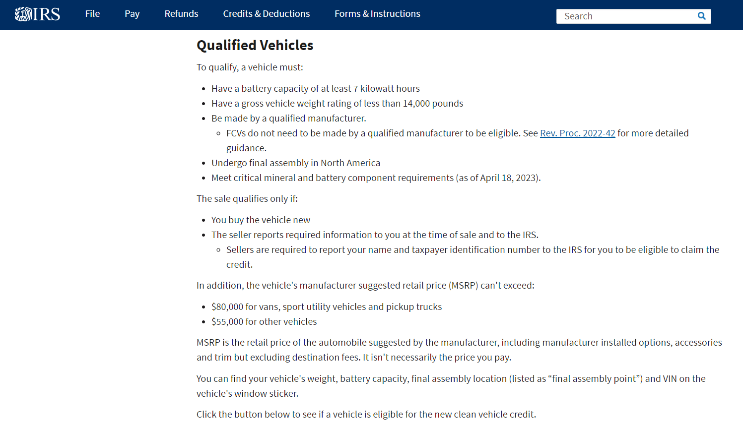 Vehicle Qualifications | Model 3 qualifies for full federal tax credit