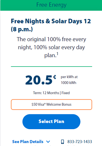 Free Nights & Solar Days 12: TXU Energy plans 1