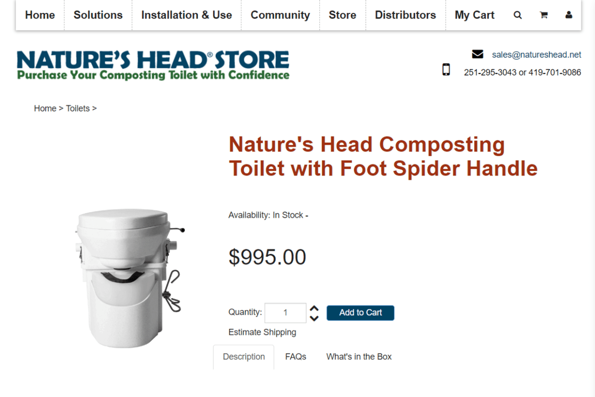 Nature's Head- Best Composting Toilets for Sale