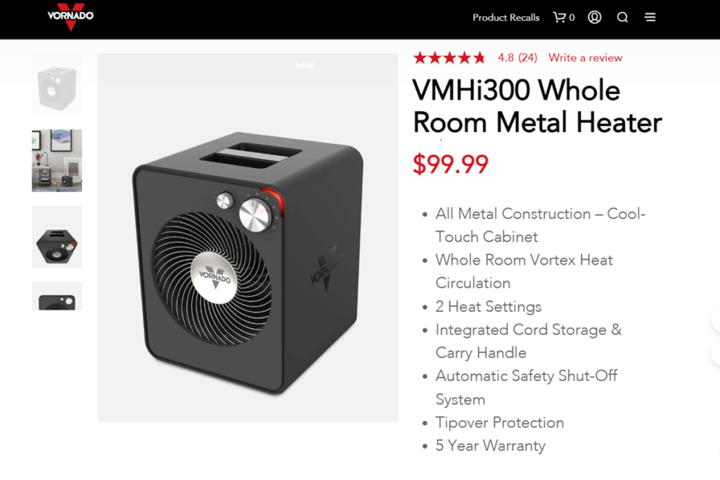 Vornado: most efficient electric heater for home