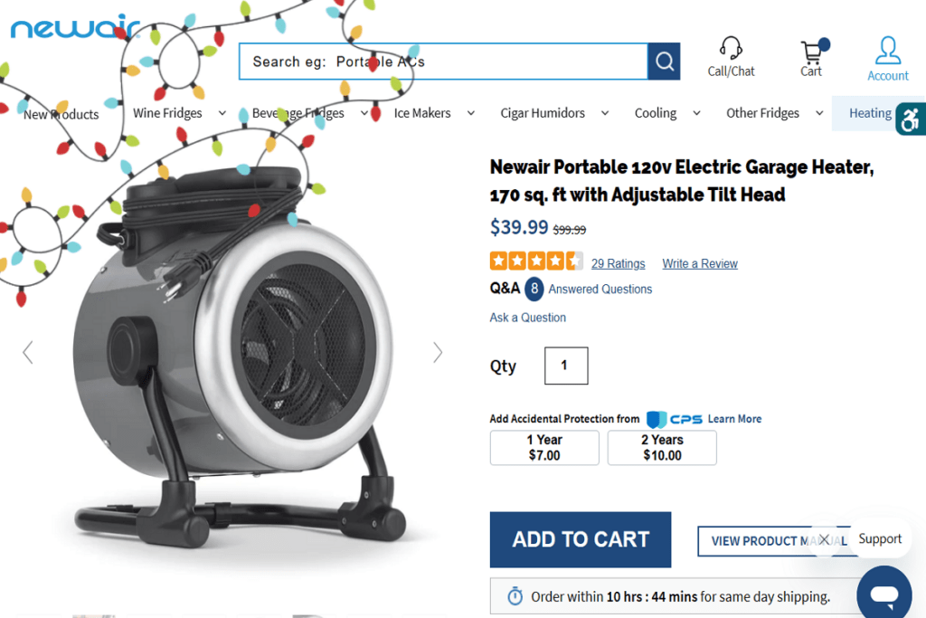 Newair: best energy efficient space heater with thermostat