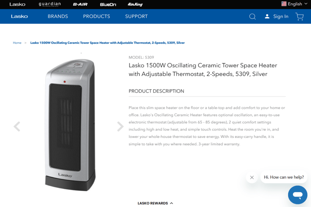 Lasko: best energy efficient space heater