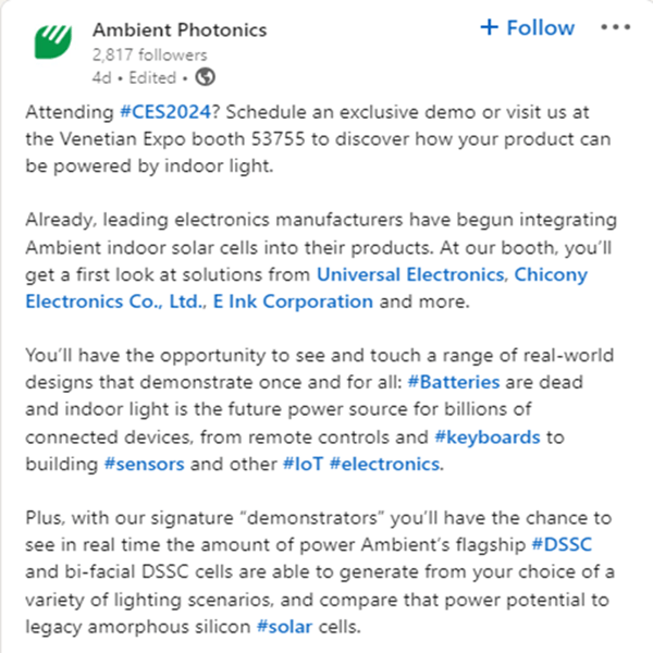 Revolutionary indoor solar panel technology by Ambient Photonics