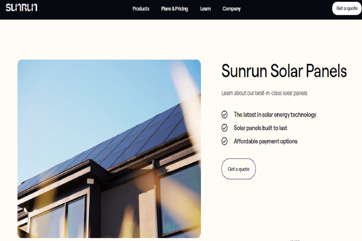 Sunrun official page: products and services
